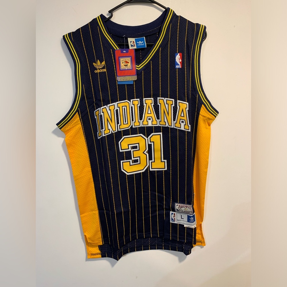 Dark Blue Pinstripe Indiana Pacers Reggie Miller Jersey